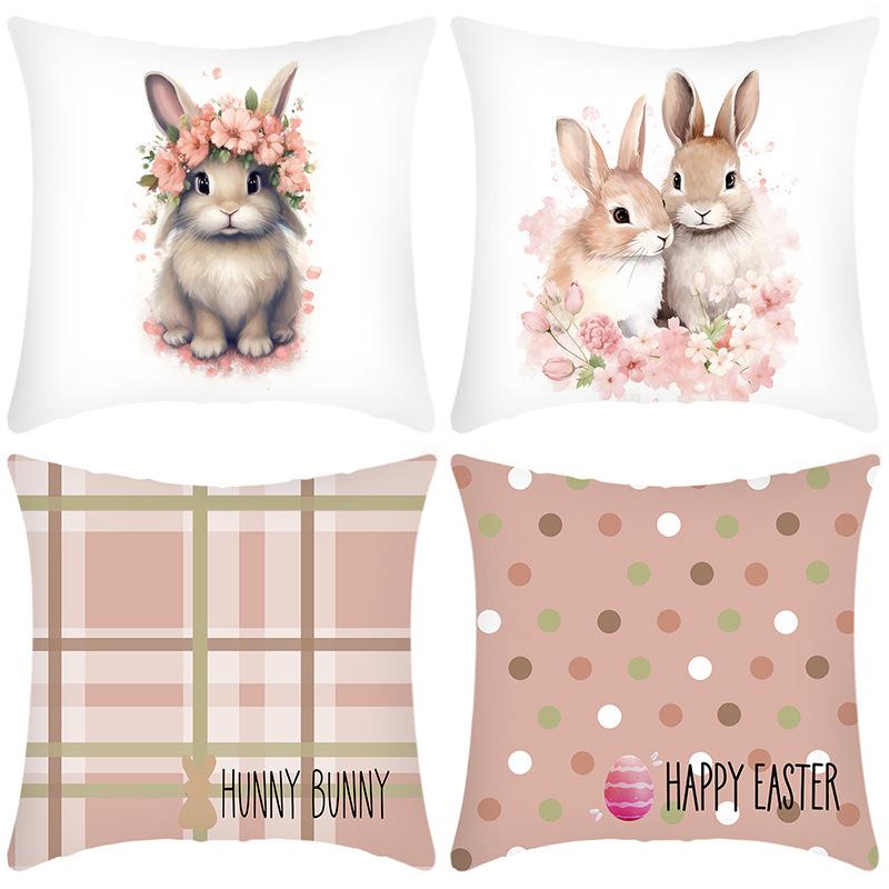 Easter Linen Pillow Case Decorative Pillow Four-piece Set Sofa Cushion Cover Bedroom Pillow Cushion Cover