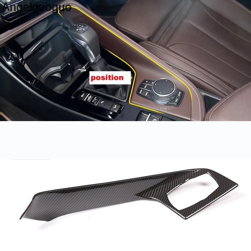 Carbon Fiber ABS Car Center Console Gear Shift Panel Cover Trim Frame For BMW X1 F48 2016-2018 Car Accessories (