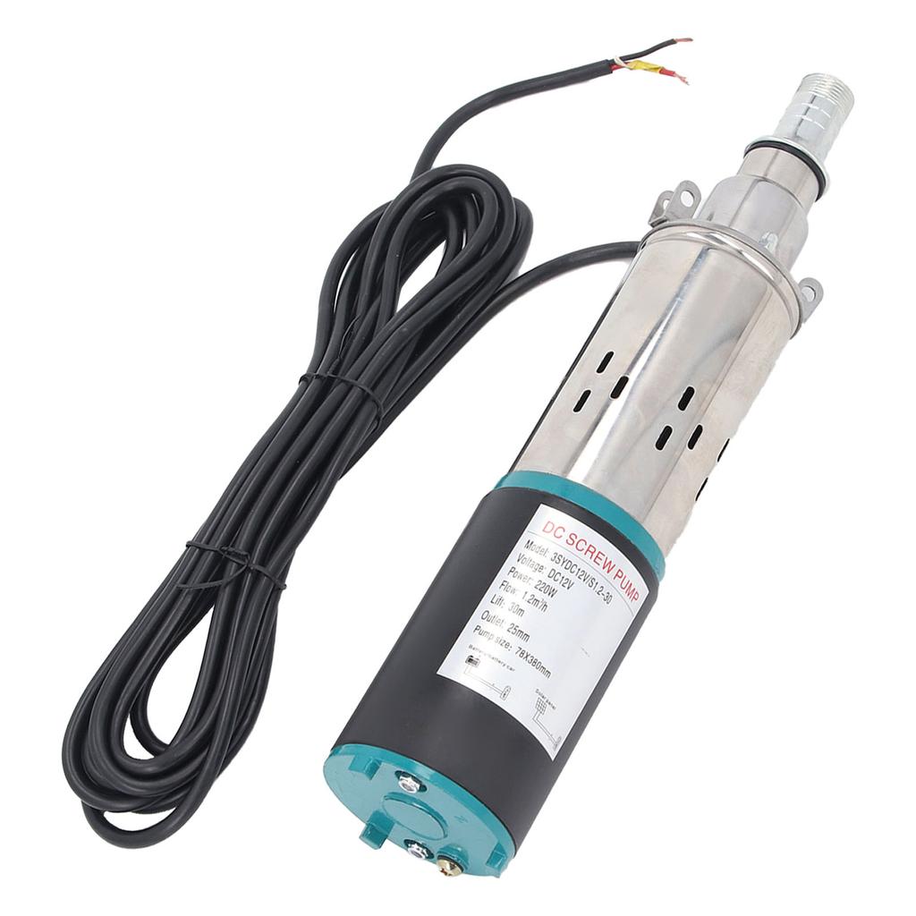 Direct Current Screw Pump 12V Stainless Steel for Deep Well Submersible Water Reservoir 30m Head