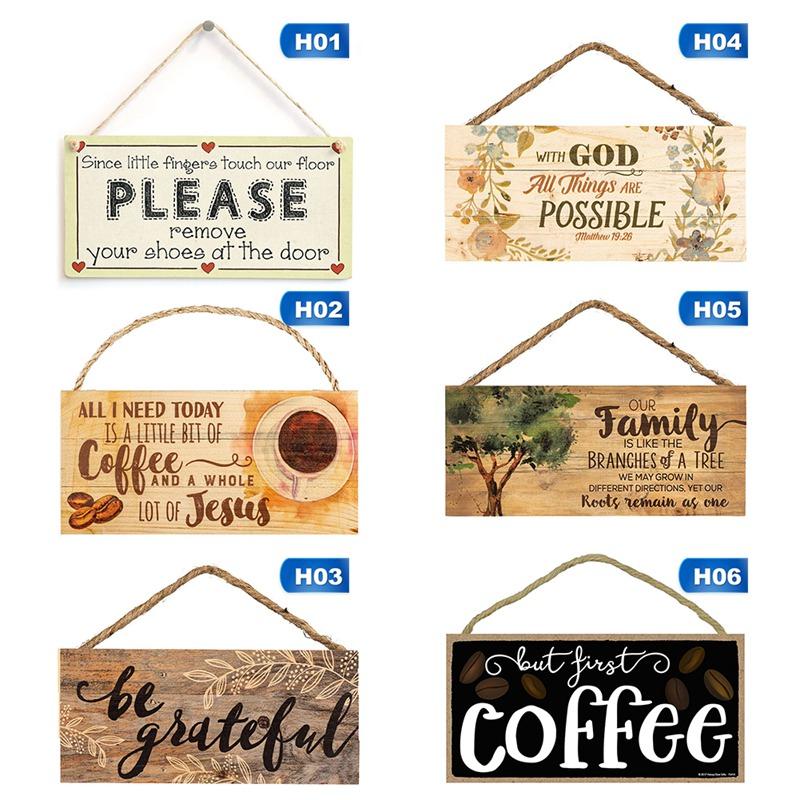 Wooden Hanging Plaque Pendant Tag Vintage Hanger Board Sweet Home Coffee Bar Decor Sign Wall Door Hanging Art Plaque