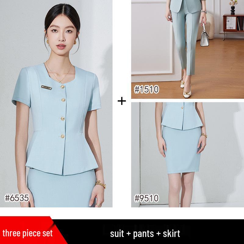 Professional Women's Short Sleeve Suit for Reception & Salon Staff