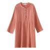 Spring and Autumn Women's Long Sleeve Nightdress 100%Cotton Crepe Round Neck Button Solid Color Dress Home Dress Nightgown Dress