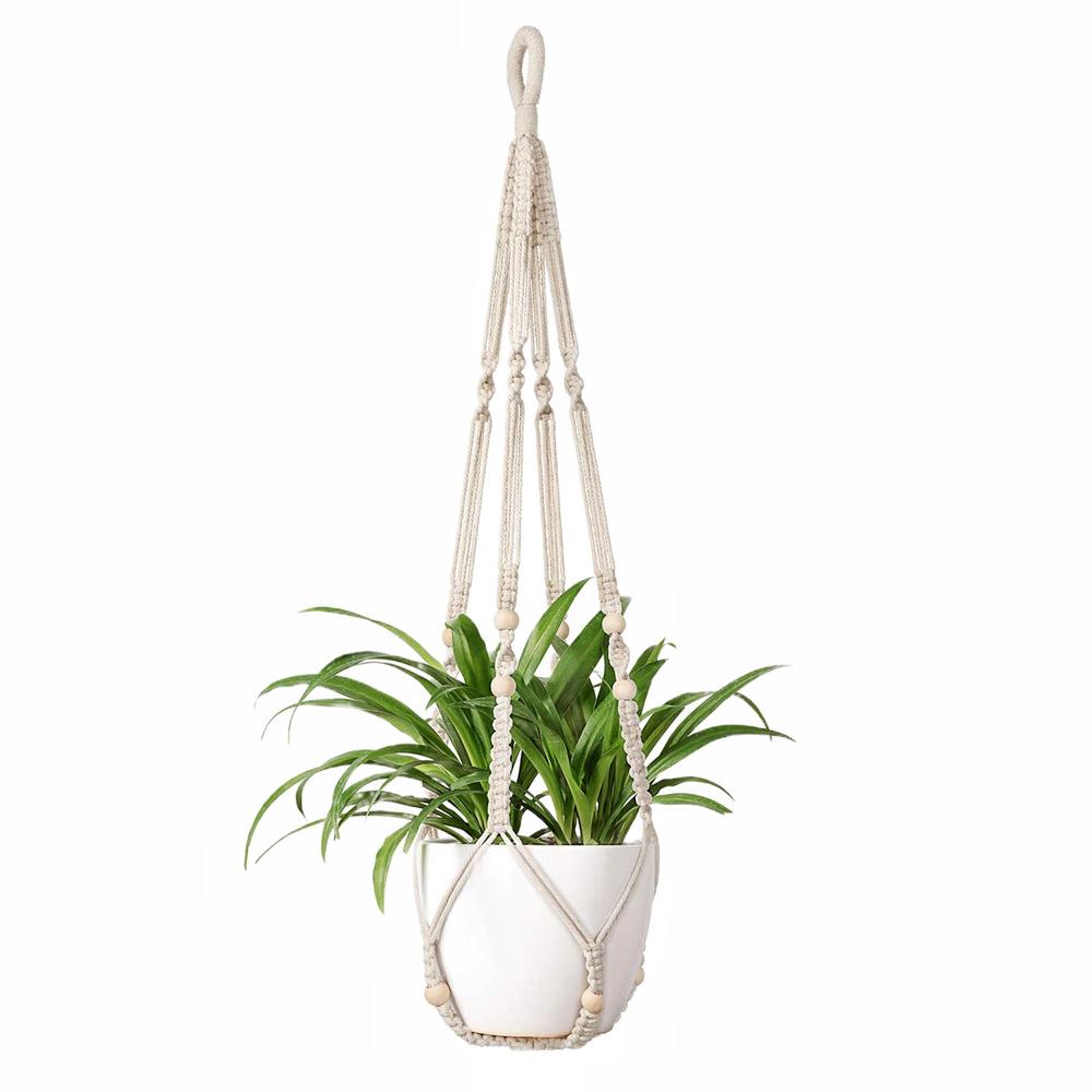 Handmade Macrame Plant Hanger Indoor Hanging Planter Basket Woven Cotton Rope Flower Pot Crochet Plant Holder Stand for Decor