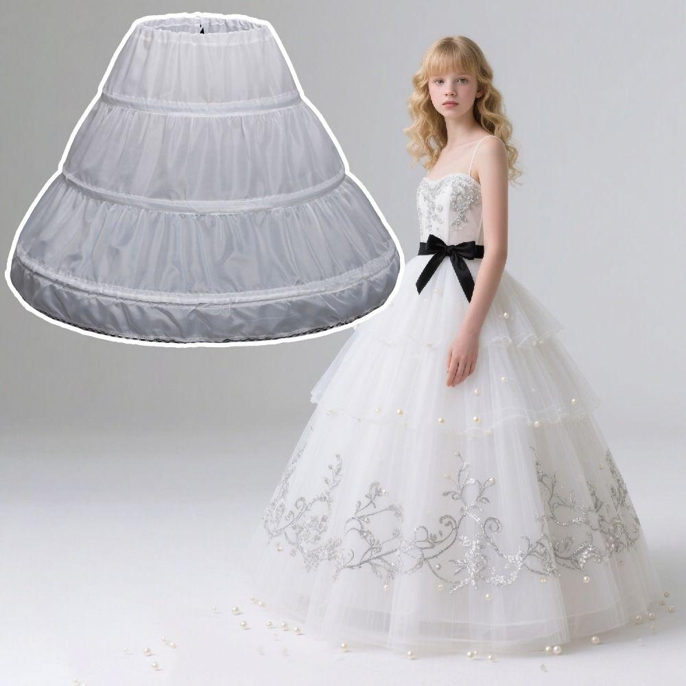 Lace Lolita Petticoat 3 Hoops Cosplay Crinoline Underskirt Bride Wedding Dress Lining Ball Gown