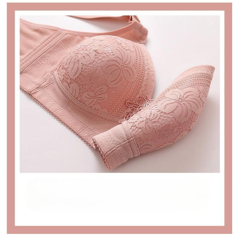 Lace Embroidery Gather To Prevent Sagging Bra Collect and Collect Breast Milk Non Magnetic and Non Steel Ring Women's Large Size Underwear