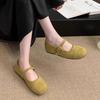 Suede Flat Skirt Light Mouth Single Shoes 2025 Spring and Autumn New French Gentle Fairy Retro Round Head Mary Jane Shoes