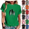 Women's Fashionable Round Neck Casual Retro Print Short Sleeved T-shirt Top
