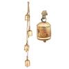 36 Inch Large Gold Cowbell Wind Chime for Outdoor Garden, Handmade Rustic Entryway Decor with Vintage Jute Rope for Patio and Porch