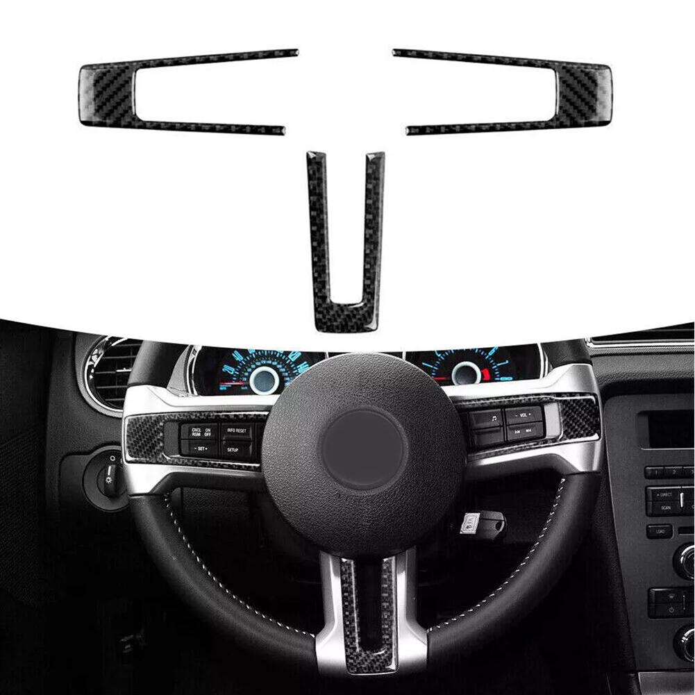 1set Car Carbon Fiber Steering Wheel Frame Trim Cover Sticker-Decals For Ford For Mustang 2009-2013 Interior Mouldings Accessori