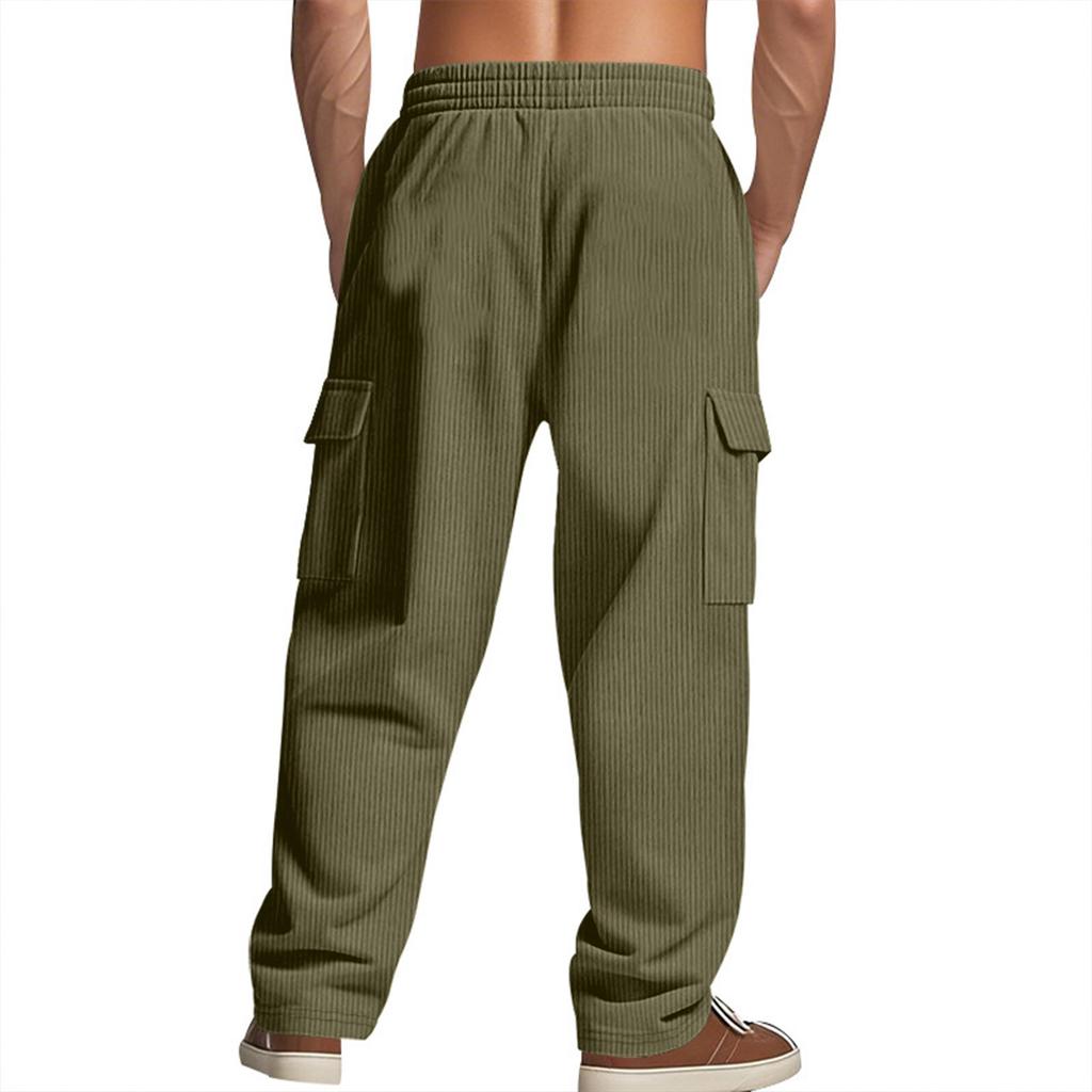 Men's Corduroy Seasonal Thin Breathable Workwear With Multiple Pockets And Loose Casual Wide-leg Pants