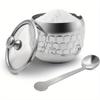1PC Stainless Steel Sugar Bowl Coffee Seasoning Jar Condiment Pot Spice Container Canister Cruet with Glass Lid and Spoon