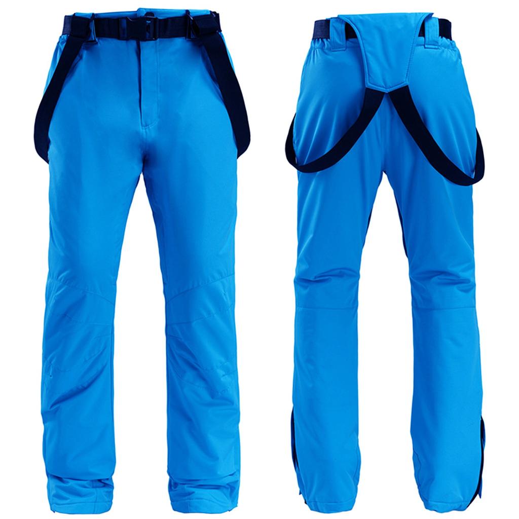 Couple's Solid Color Warm Thick Waterproof Pocket Strap Ski Pants For Men And Women