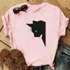 Lovely Style Tee Top Fashion T Shirt Clothing 90s Sweet Cat Pet Casual Short Sleeve Women Print Lady Female Graphic T-shirt