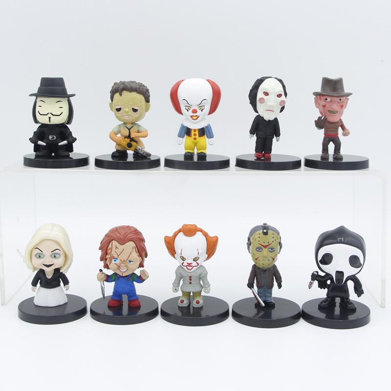Styles Stunning 10 Pvc Horror Movie Collectible Figures Clown Jason Freddy Chucky Fans For