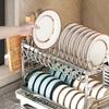 Adjustable 2-Tier Stainles Steel Dish Drying Rack Kitchen Plates Bowls Organizer Practical Dish Drainer & Utensils Storage Rack