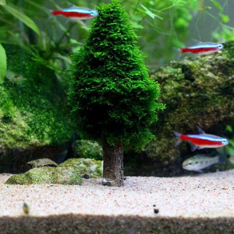 Aquarium Decoration Supplies Green Moss Simulation Christmas Tree Fish Tank Decor Landscape Ornament