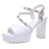 2024 Fashion Women's Shoes Platform Women's Sandals Summer Dress Sandals Women Pearl Crystal Buckle Strap High Heels Shoes Women
