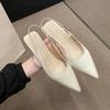 Fashion Summer New Women Sandals Heel Ladies Shoes Pointed Toe Solid Female Women's Shoes Back Strap Slip On