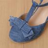 Fashion 2025 Spring Summer Girls High Heel Shoes Denim Women's Pumps T-Buckle Fashion Spike Heels High Heels for Office Party Banquet