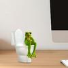 Cartoon Frog Figurine Kissing Meditation Toilet Frog Statue Resin Animal Sculpture Indoor Outdoor Garden Desktop Decoration Ornament
