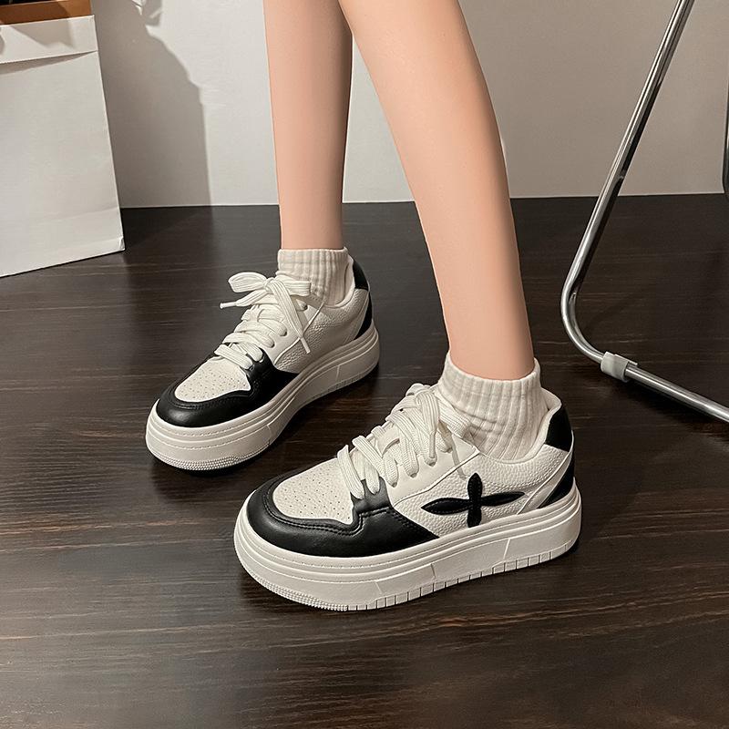 Spring New Invisible Hidden Heel White Shoes Women's Casual Cruciate Flower Sneakers Women's Sports Platform Shoes