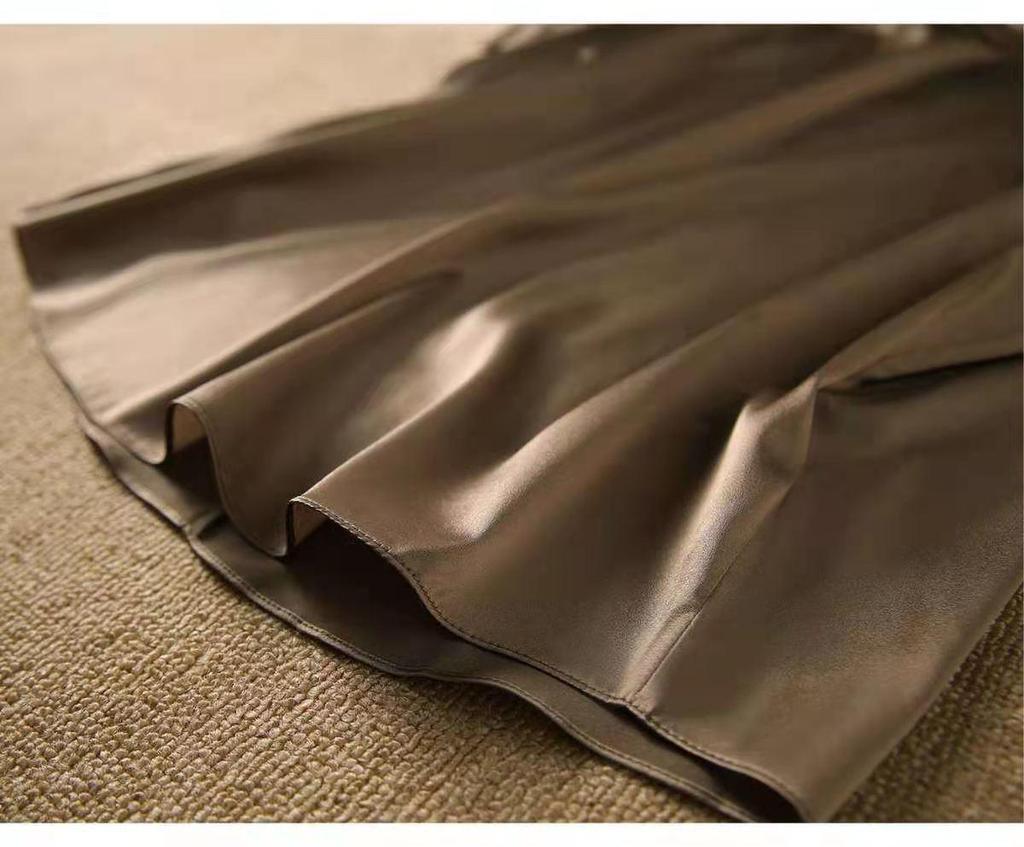 Women's Faux Satin Round Neck Top - Short Sleeve, Solid Color, Versatile, Drop Shoulder, Summer Style