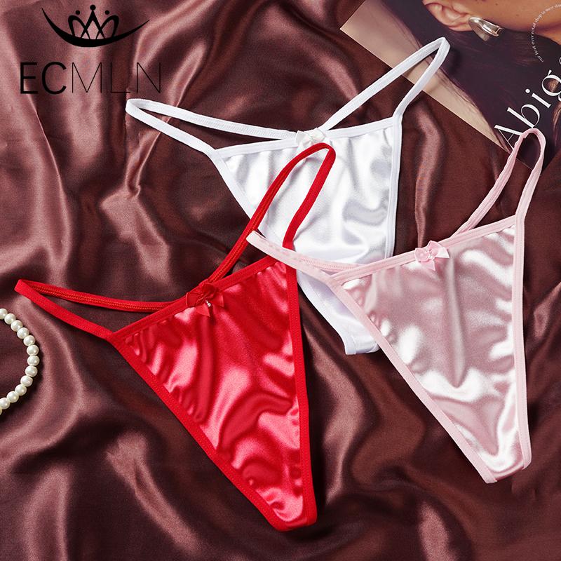Женские сексуальные трусики-стринги, атласные трусики с Т-образной спинкой, бесшовные трусики-стринги с низкой талией, бикини-трусы