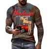 Classic Vintage Summer Men's T-shirt Motorcycle Girl 3D Printed Hip Hop Street Short Sleeve Fashion Casual Loose Oversized Top