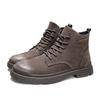 Men High Quality Leather Boots Male Spring Casual Motorcycle Ankle Botas Hombre Men Lace-Up Basic Boots Man Fashion Men Boots789