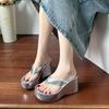 Small Height-increasing Thick-soled Flip-flops Women Summer Wear Pinch Foot Muffin Slippers Slope Heel Sandals Women