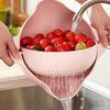 Double Layer Plastic Colander Set for Fruits and Vegetables Kitchen Strainer Basket with Drainage Holes Easy To Clean and Store