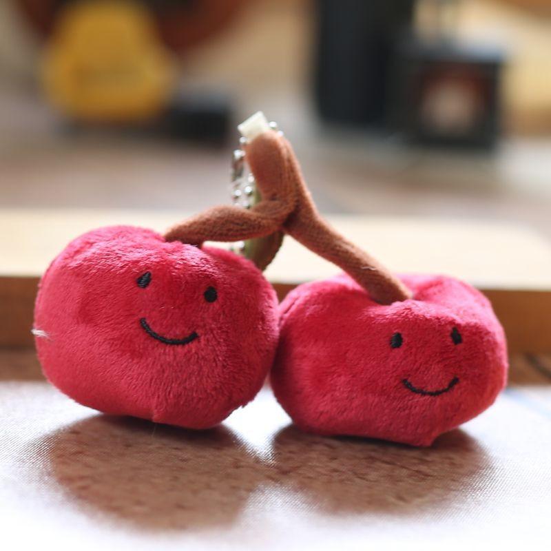 Cute Jellycat Cherry Stuffed Animal Keychain Soft Short Plush Backpack Accessory