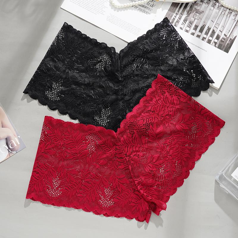 Women's Sexy Transparent Lace Boxer Briefs Comfortable Breathable Boxer Briefs for Women