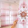 Pink Embroidered Sheer Curtains - Romantic Floral Design for Wedding, Living Room & Bedroom Decor, Elegant Transparent Drapes