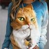 Women's Pullover Cat Dog Print Everyday Sports 3D Print Active Street Chic Hoodie Sweater Black Women's Tee Crew