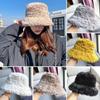 Faux Fur Plush Bucket Hat Furry Panama Hat Outdoor Fisherman Cap Women