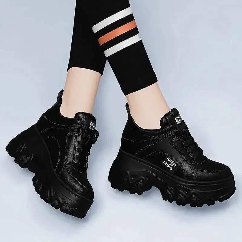 Fashion Internal Increase Chunky Shoes Women Comfortable Platform Shoes Female Casual Vulcanized Shoes Fashion High Heel Woman Sneakers