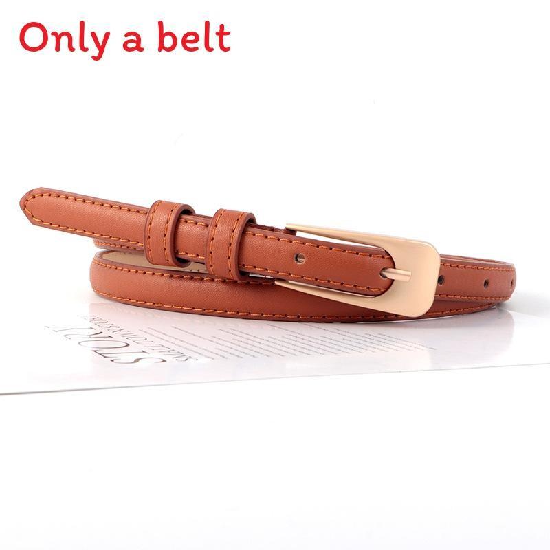 Solid Color Simple Gold Buckle Women Slim Waist Belt Casual Versatile And