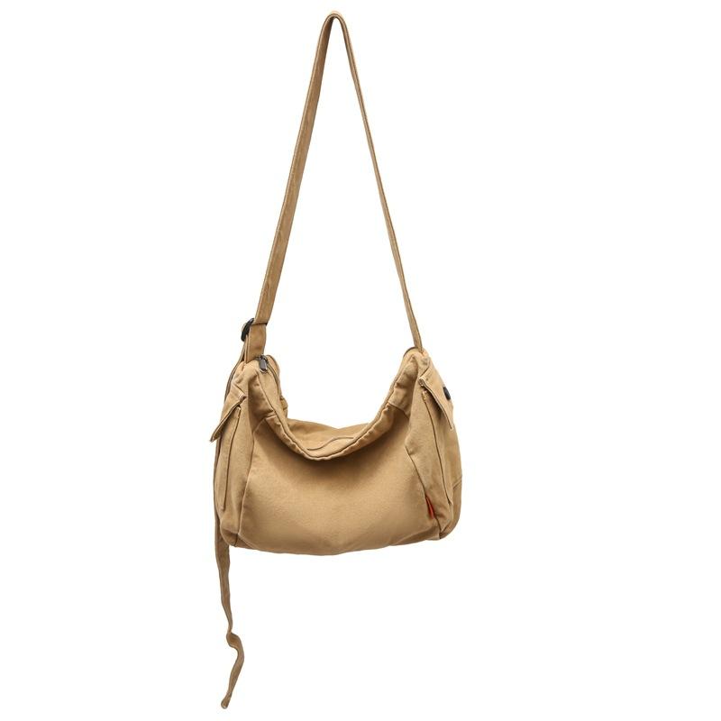 Canvas Bag Women's Large Capacity Crossbody Bag Men Solid Color Shoulder Bag