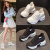 Inner Height Increase Women's Shoes Mesh Surface Breathable Hollow Leisure Sports Spring Light White Shoes Thick Sole