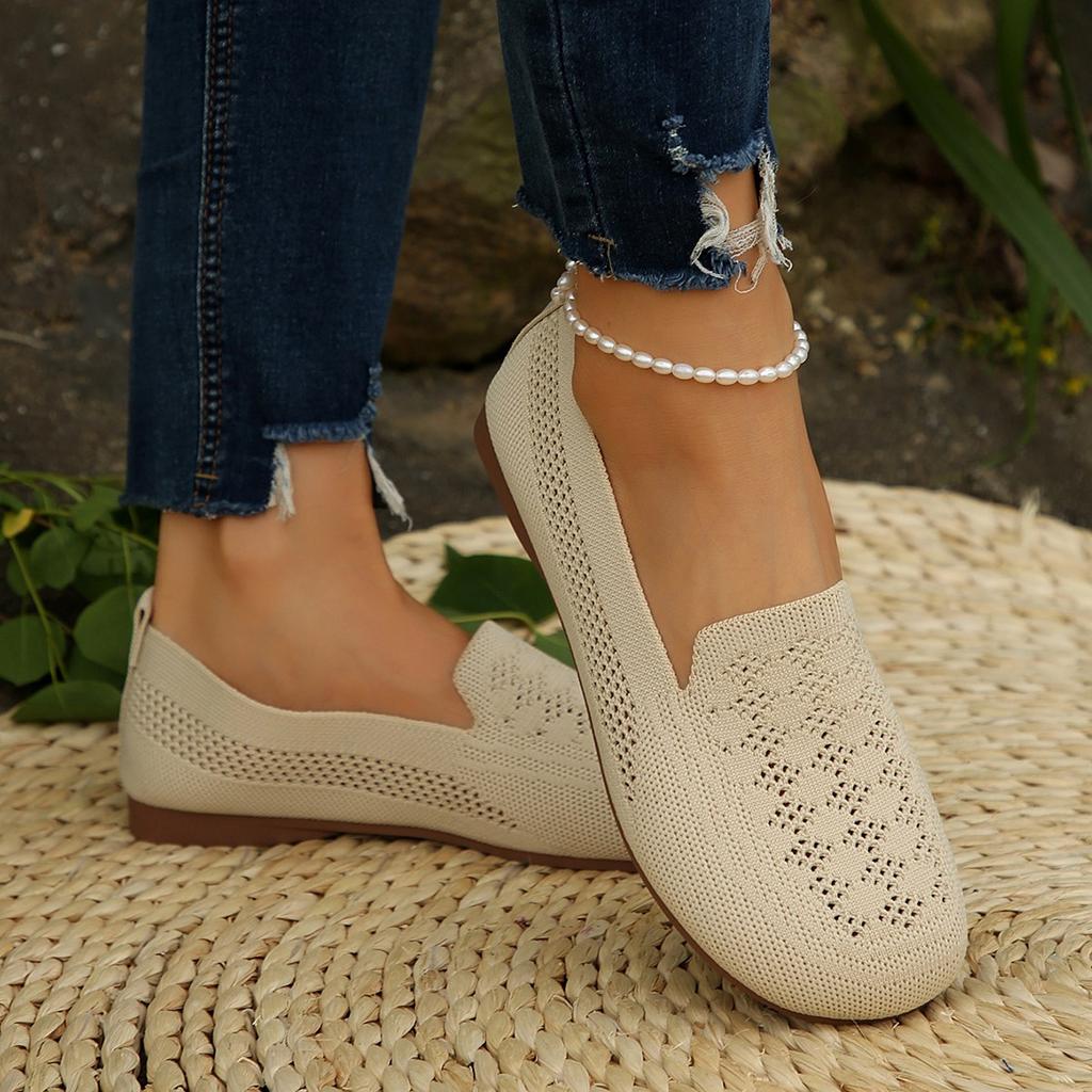 Fashion Summer Mesh Breathable Flat Shoes for Women Breathable Lace Casual Loafers Comfortable Casual Lightweight Women Shoes Size35-43