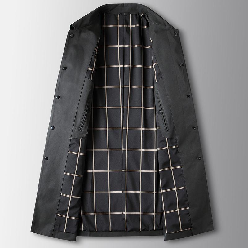 Men's Trench Coat Spring and Autumn Middle-aged and Young People Light Luxury Business Leisure Medium and Long Lapel No-iron Trench Coat