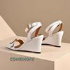 Summer Shoes Women Sandals Casual Wedges Heel Flip Flops Fashion Bling Ankle Straps Party Wedding Shoes Bridal Ladies White 2024