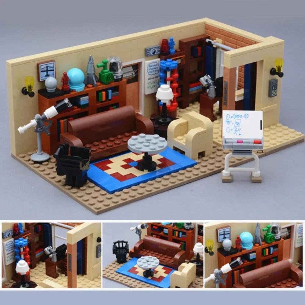 American Tv Drama Big Family Room Bang Apartment Streetview Friends Theory House Model Building Block Bricks Toy Gift Kid