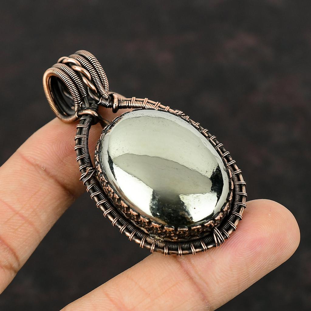 Apache Pyrite Pendant Copper Wire Wrapped Pendant Handmade Wire Wrap Jewelry Genuine Gemstone Pendant Beautiful Copper Jewelry Gift For Her