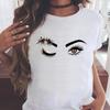 Tee Print Ladies Clothing Eye Lashes Trend Cute 90s Style Summer Female T Top Casual Short Sleeve Women's Fashion Graphic T-shirt