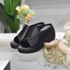 2024 Summer New Open Toe Sexy Solid Thick Sole Slope Heel Slippers for Women Outwear Comfortable Women's Single Shoes