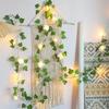 2-10M Fake Green Leaf Ivy Vine with LED Lights String for Home Bedroom Decor Wedding Glowing Artifical Plant Garland Home Decor