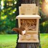 Wooden Squirrel Feeder Hanging Pet Food Dispenser Bird Raising Tool Hamster Feeding Box  Courtyard