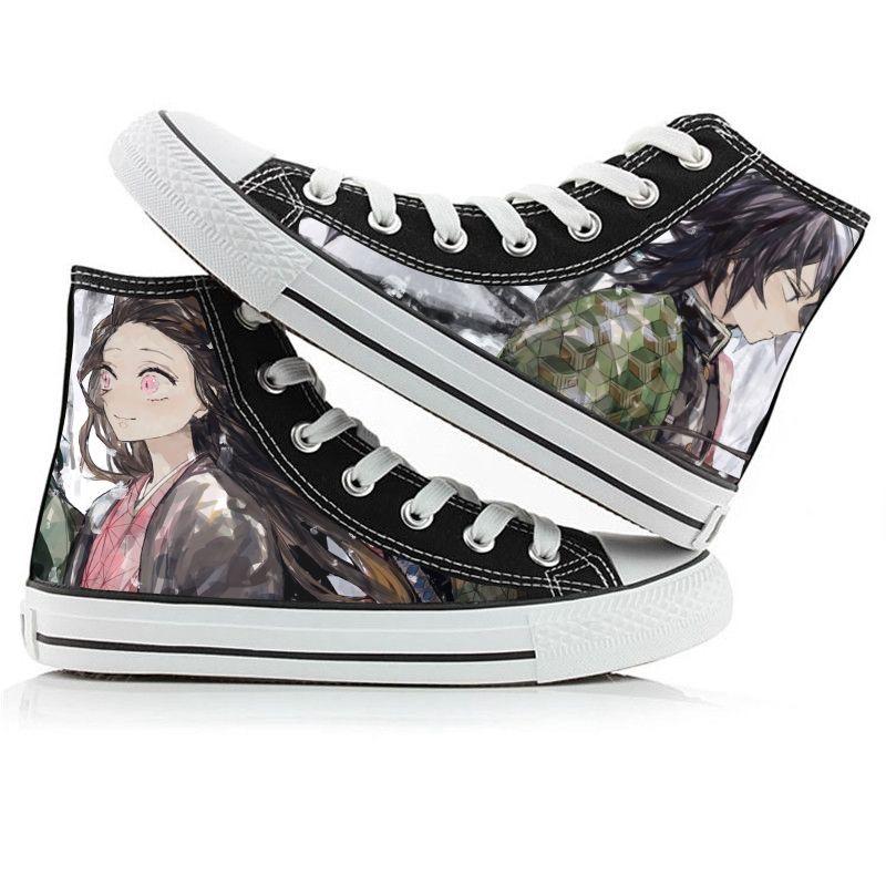 2024 Demon Slayer Print Canvas Shoes Fashion Anime Student Men Women Unisex Casual Shoe Lovers Couples Shoes